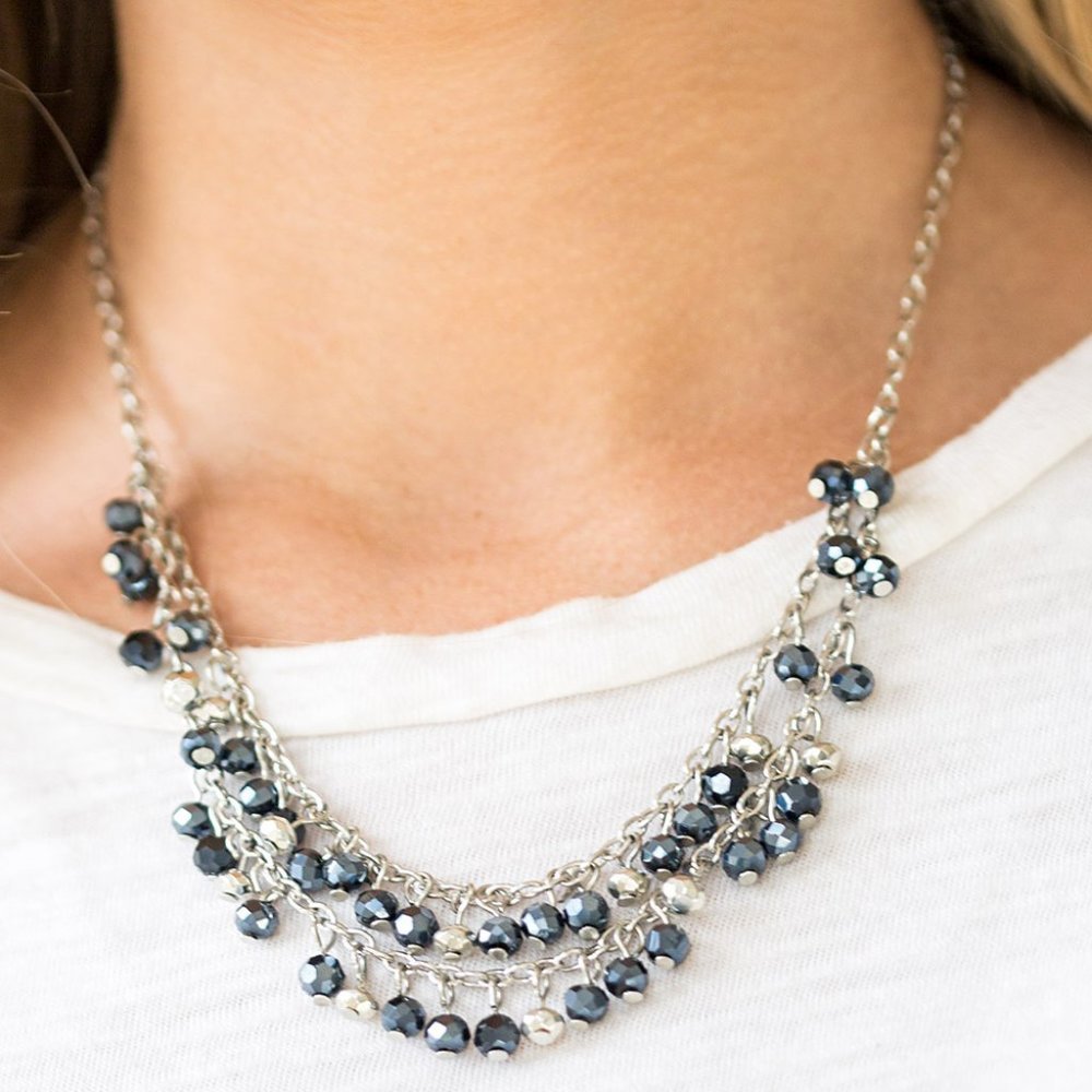 Paparazzi So In Season Blue Necklace and Earring Set